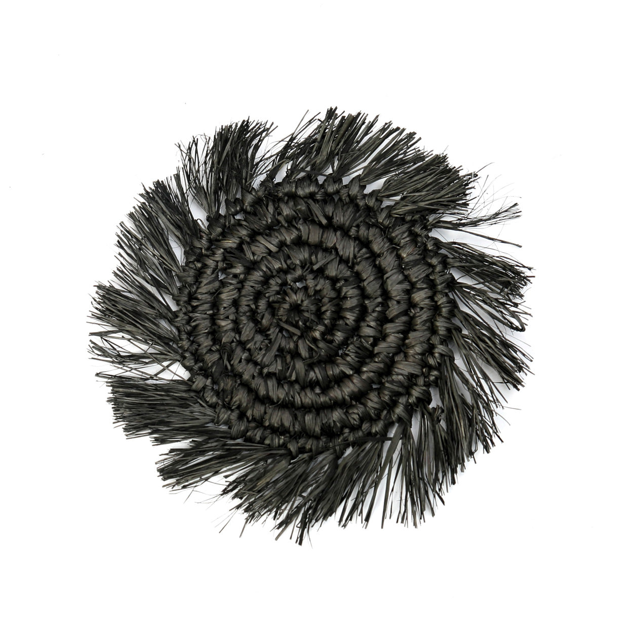 The Fringe Raffia Coaster - Black