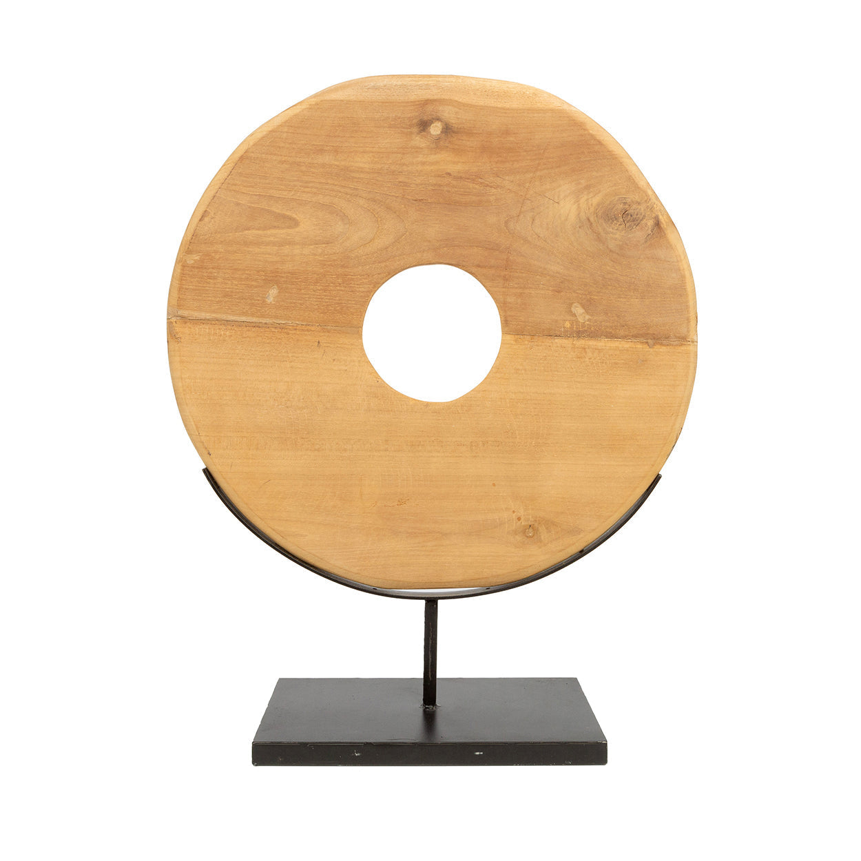 The Teak Disc on Stand - L