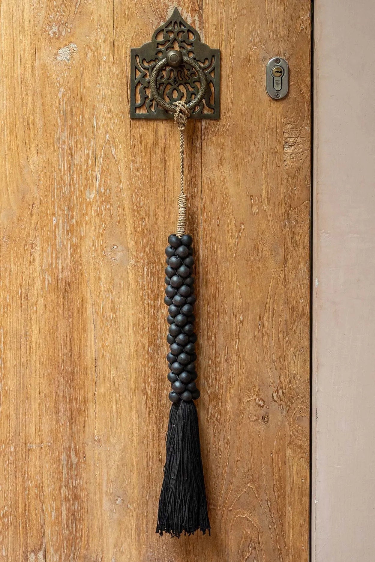 The Wooden Beads with Cotton Tassel - Black